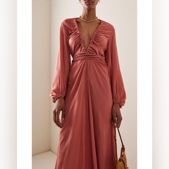 Andrea Iyamah Neema Robe Maxi Dress Dusty Apricot NWT - Picture 3 of 7